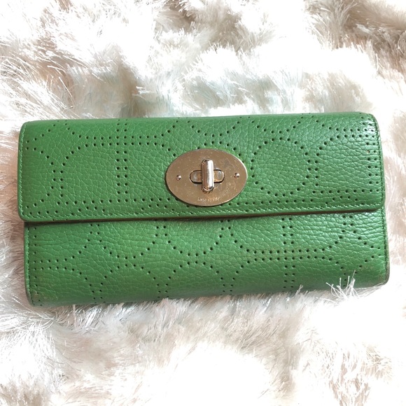 kate spade Handbags - Kate Spade ♠️ NY Green Perforated Leather Wallet